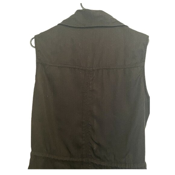 Tahari Black Drawstring Waist Vest Shawl Collar Slit Pockets Back Vent - Picture 6 of 11